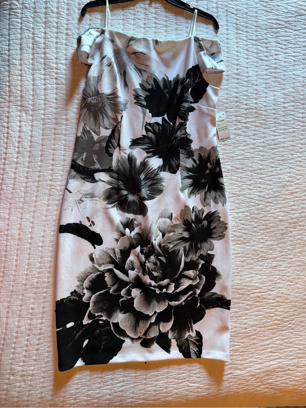 NWT SLNY Black White Floral Cold Shoulder Dress Size 14
